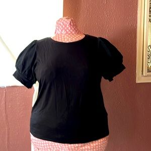 Eloquii t shirt with puff chiffon sleeves